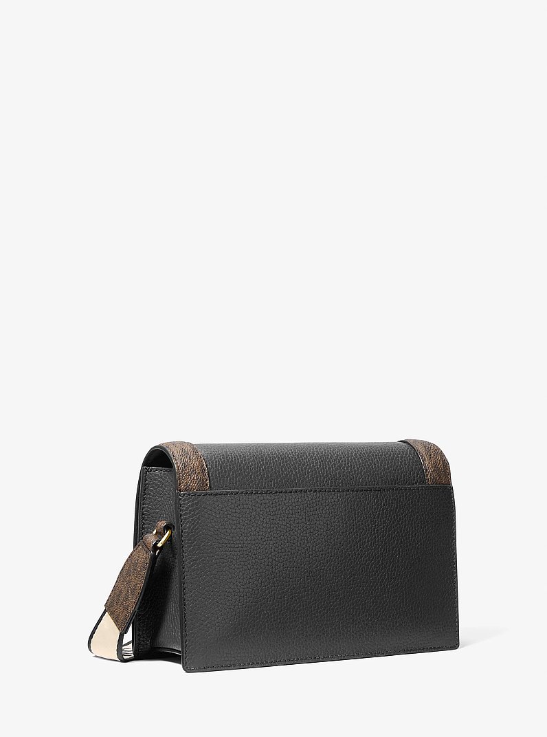Borsa a tracolla Jet Set grande in pelle martellata e stampa logo in NERO | Michael Kors