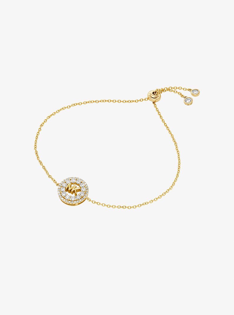 Fulton Precious Metal-Plated Pav&eacute; Logo Slider Bracelet in GOLD | Michael Kors