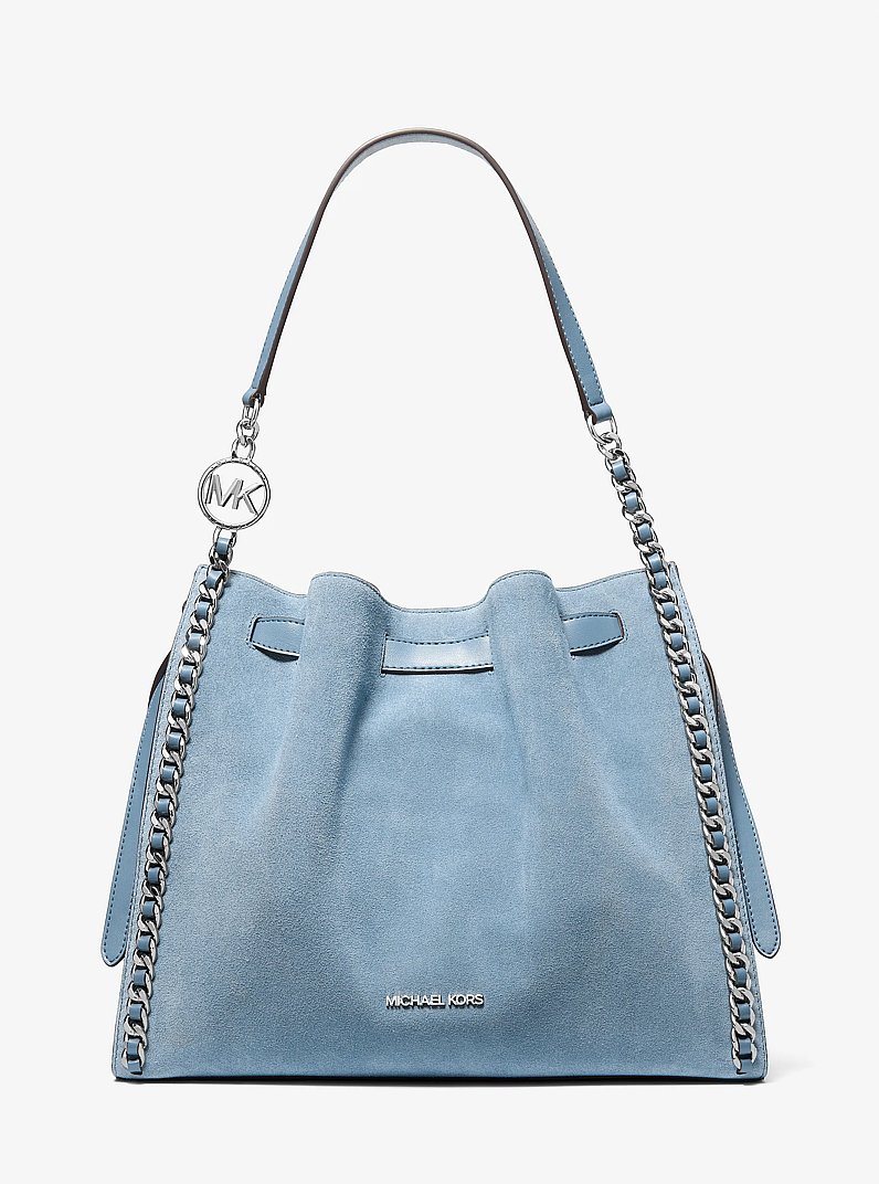 Michael Kors Mina Large Suede Chain Shoulder Bag INTERNATIONAL SHIPPING
