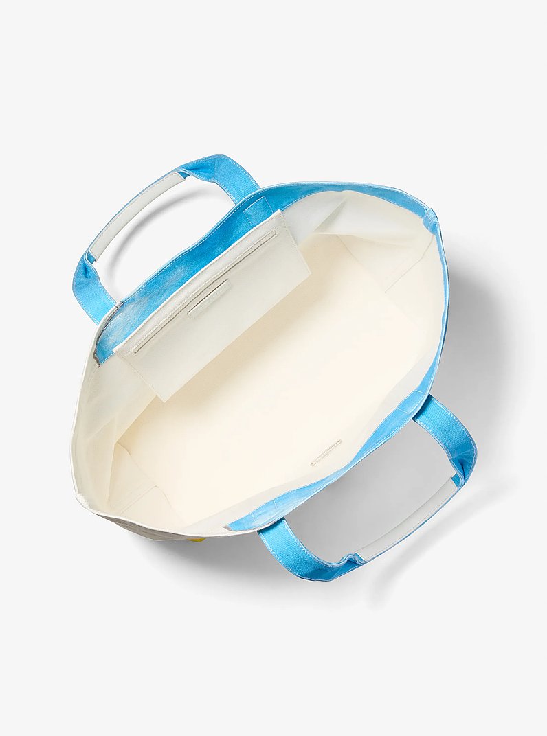 Michael Kors X Christina Zimpel Large Cotton Canvas Tote Bag in MILOS BLUE | Michael Kors