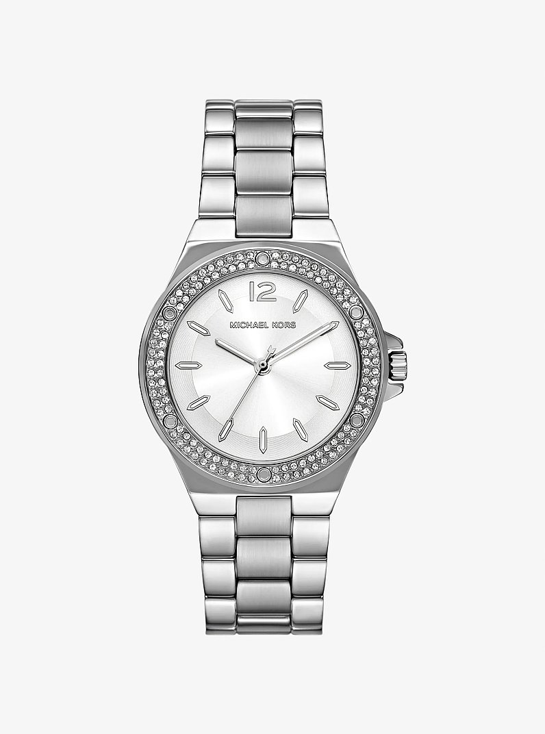 Lennox Pav&eacute; Silver-Tone Watch in SILVER | Michael Kors