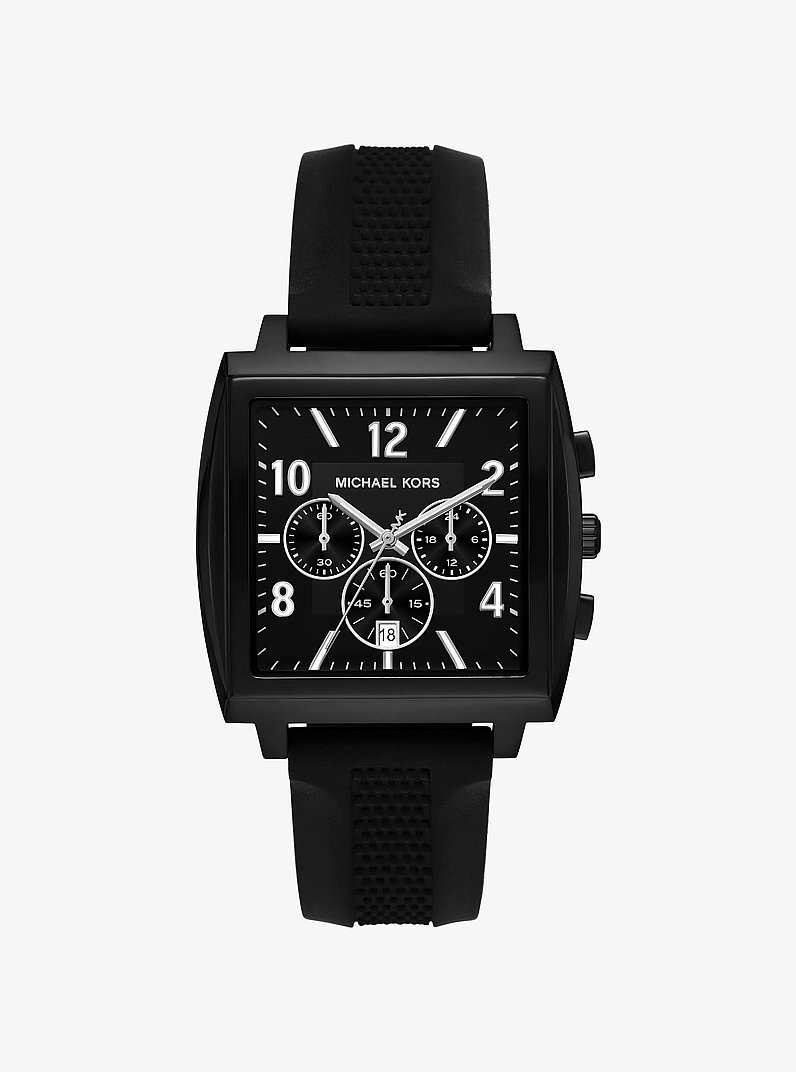 Oversized Rhys Black-Tone and Silicone Watch in BLACK | Michael Kors
