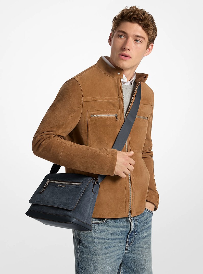 Hudson Small Suede Messenger Bag in LIGHT MIDNIGHT | Michael Kors