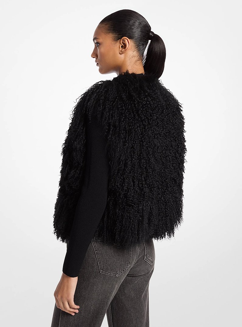 Shearling Cropped Vest in BLACK | Michael Kors