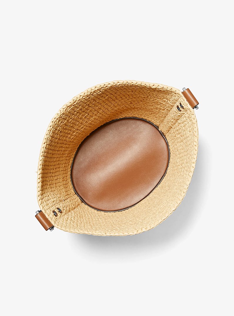 Townsend Medium Straw Bucket Messenger in NATURAL/LUGGAGE | Michael Kors