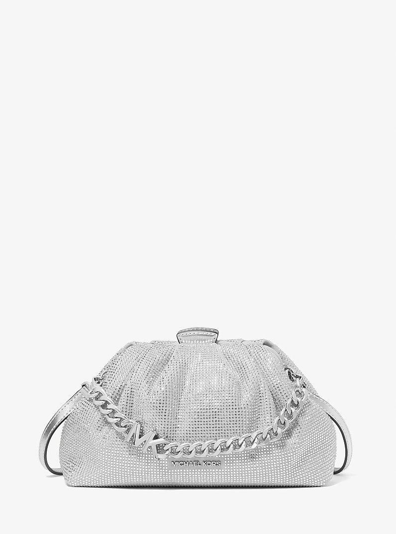 Bolsa cruzada Nola peque&ntilde;a met&aacute;lica con adornos de cristal in PLATEADO | Michael Kors