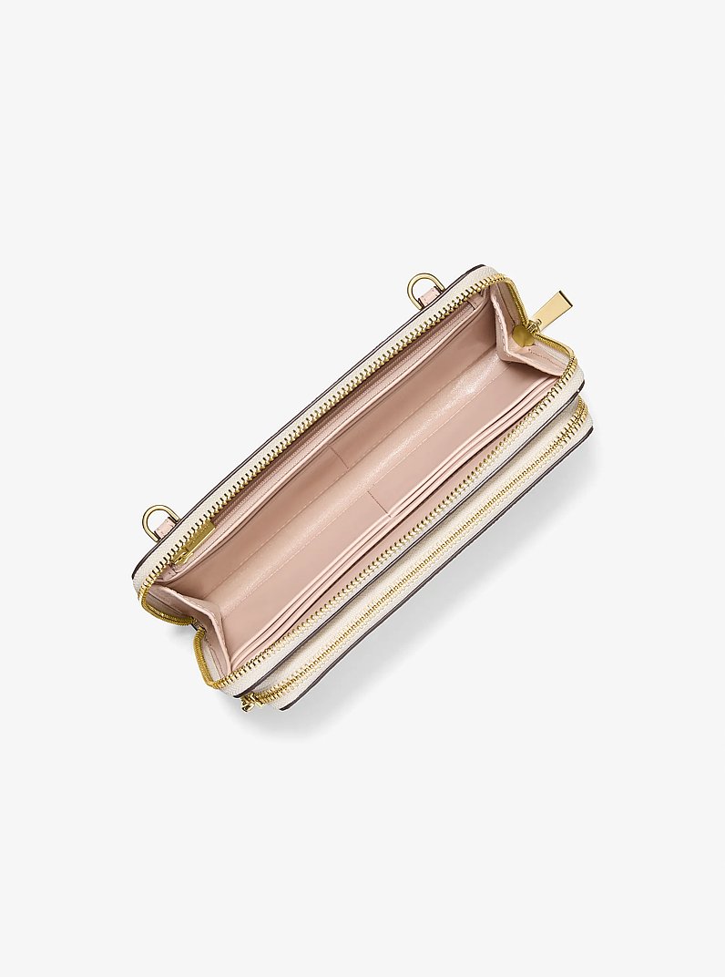 Jet Set Large Signature Logo Convertible Crossbody Bag in VANILLA/SOFT PINK | Michael Kors