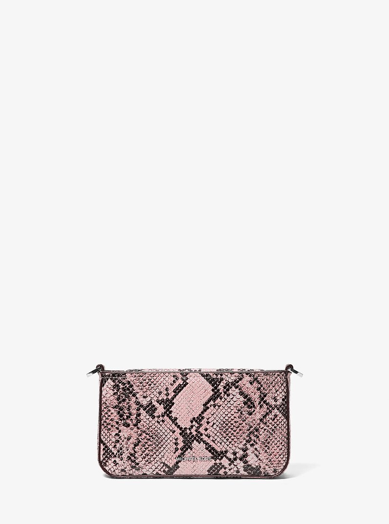 Bryant Small Snake Embossed Leather Convertible Pochette in SMOKEY ROSE | Michael Kors