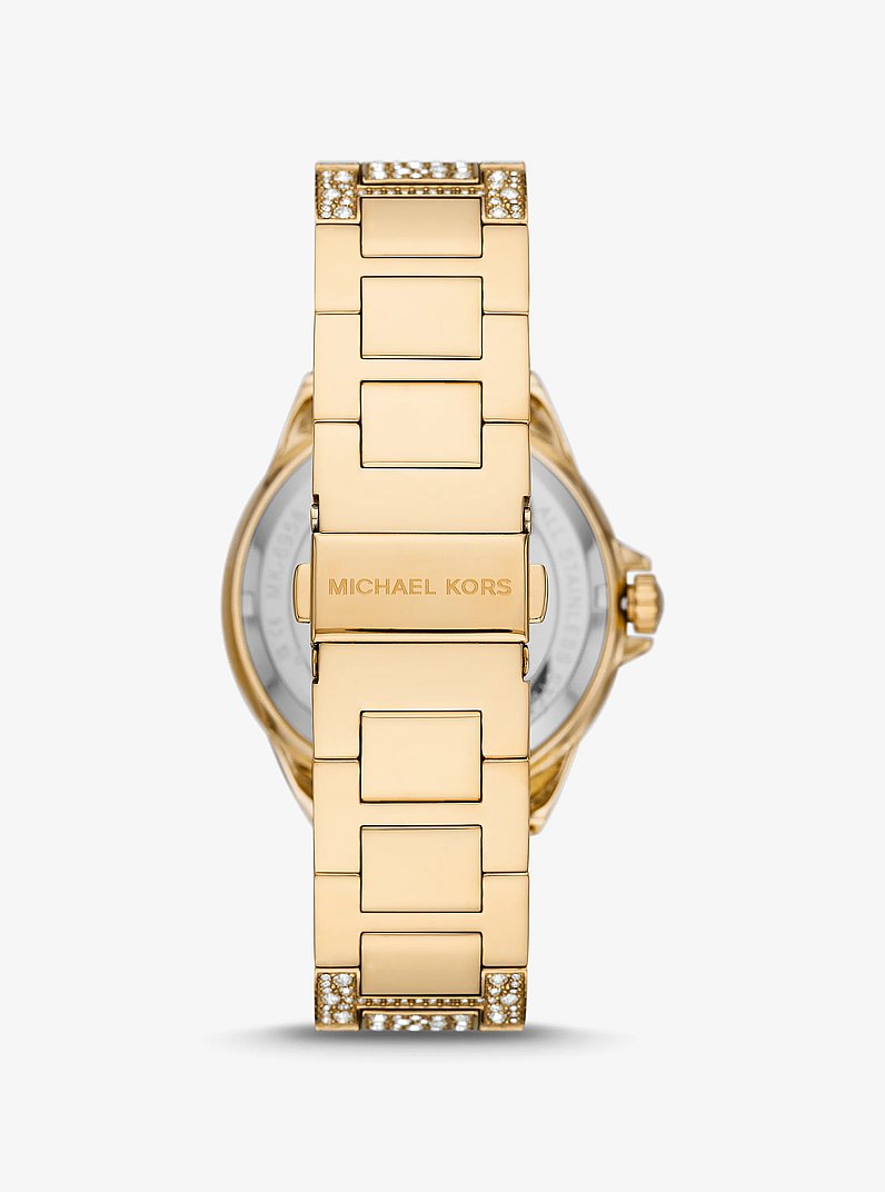 Oversized Camille Pav&eacute; Gold-Tone Watch in GOLD | Michael Kors