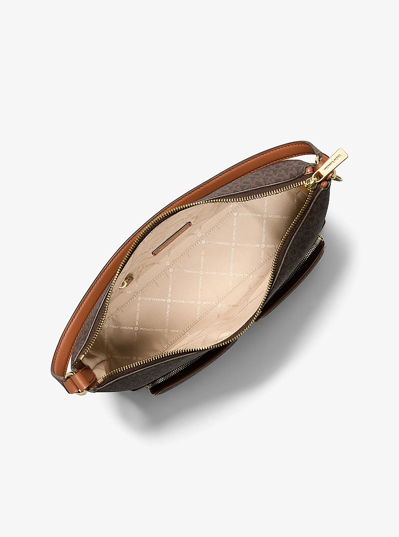 Merritt Large Signature Logo Cargo Shoulder Bag in BROWN | Michael Kors