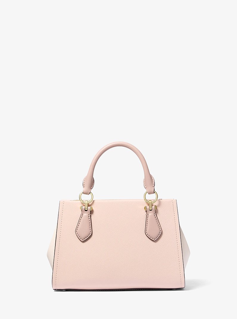 Bandolera Marilyn peque&ntilde;a de piel saffiano con bloque de color in ROSA CLARO/CREMA CLARO/BEIGE INTENSO | Michael Kors