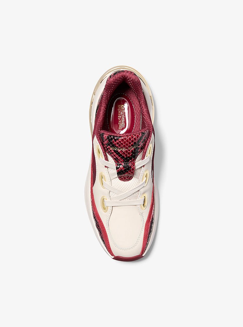 Toni Mixed-Media Trainer in DEEP RED | Michael Kors