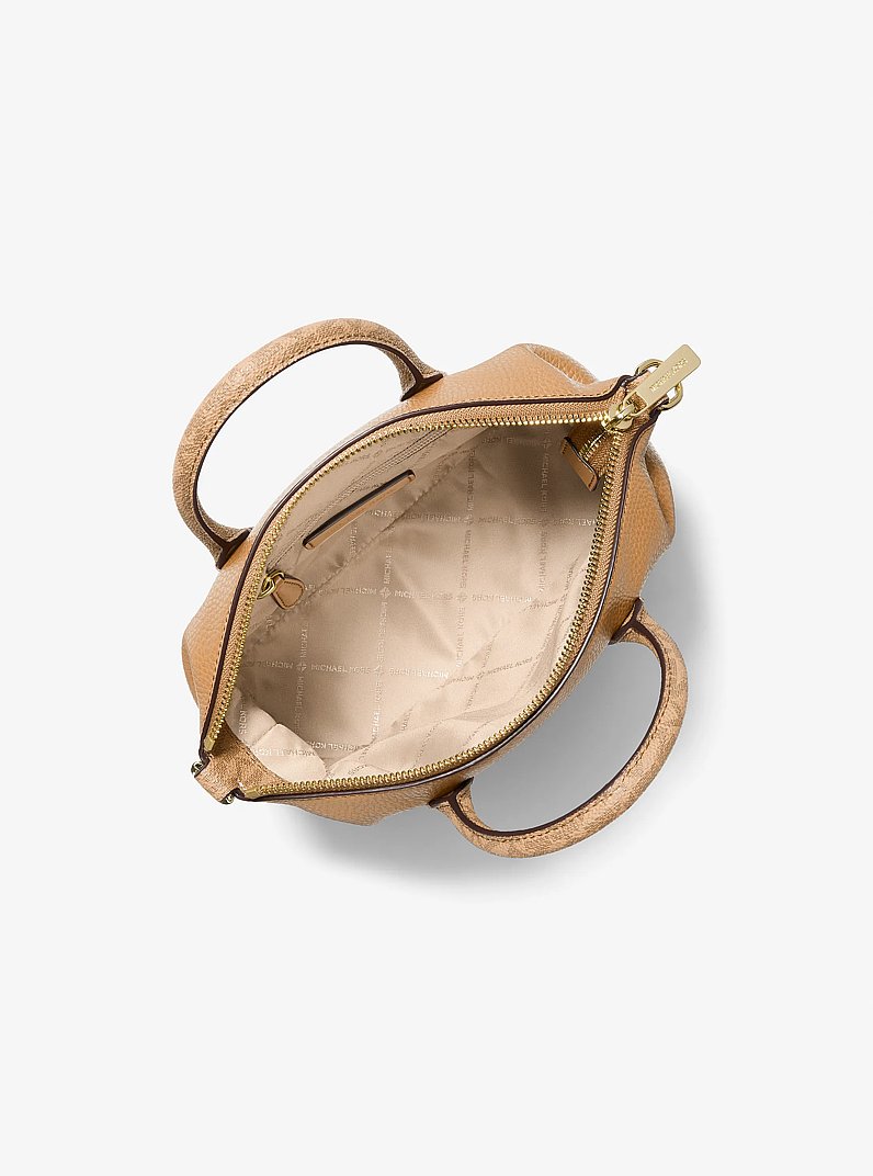 Hyde Small Pebbled and Signature Logo Satchel in CAMEL | Michael Kors