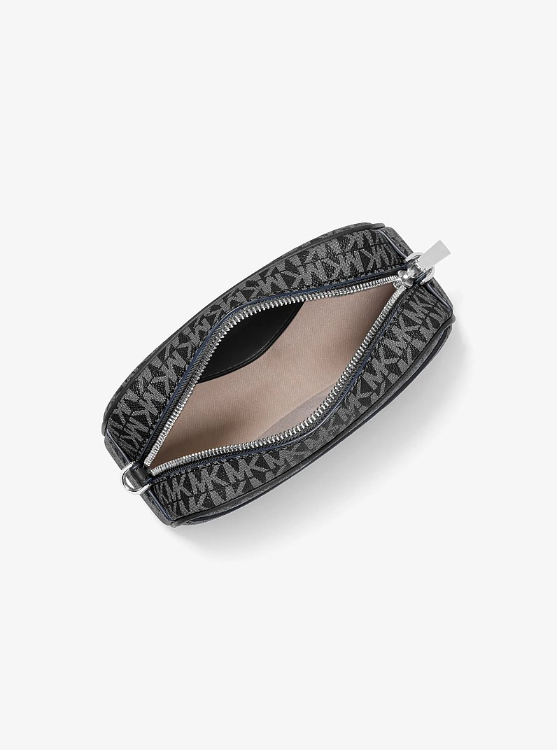 Jet Set Small Signature Logo Camera Crossbody Bag in BLACK | Michael Kors