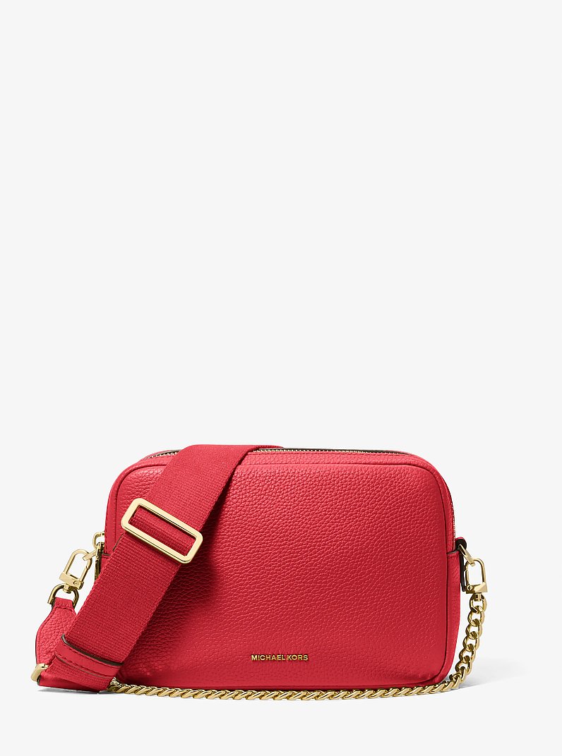 Bryant Medium Pebbled Leather Camera Crossbody Bag in CRIMSON | Michael Kors
