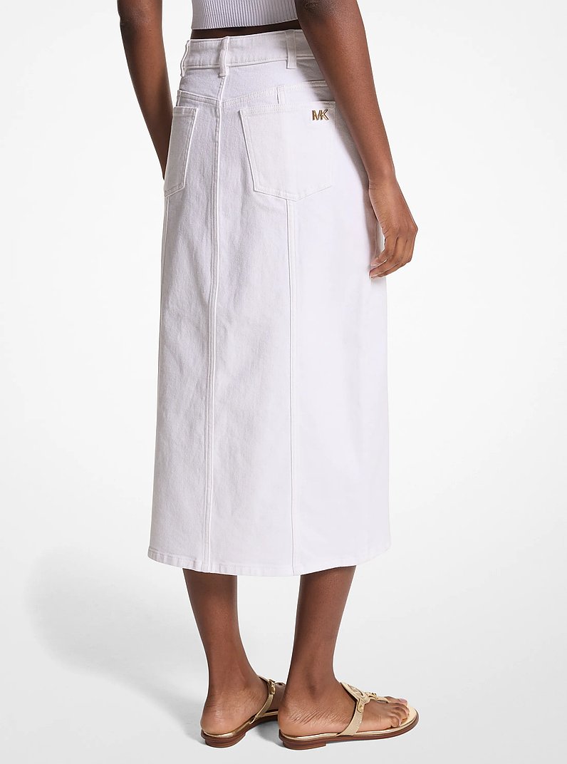 Stretch Denim Maxi Skirt in OPTIC WHITE | Michael Kors