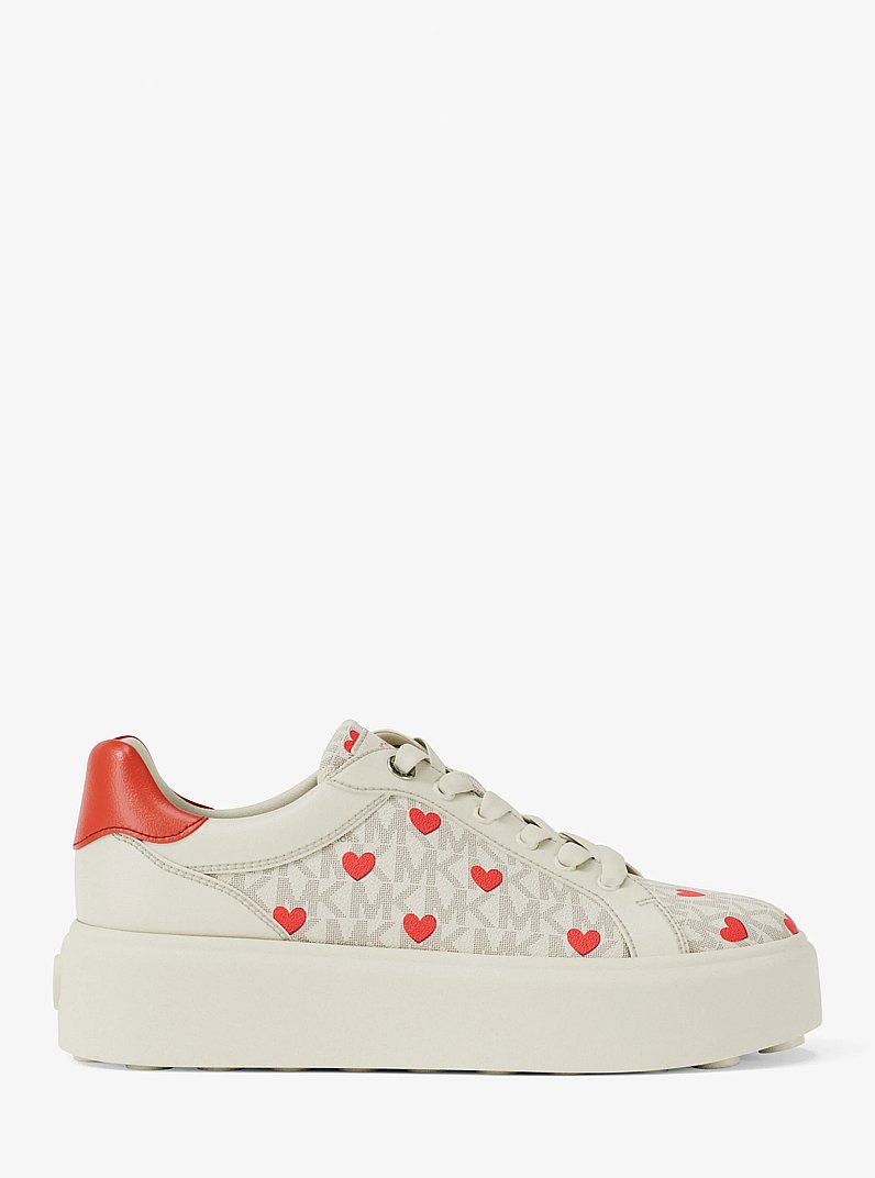 Romey Printed Signature Logo Platform Sneaker in VANILLA COMBO | Michael Kors