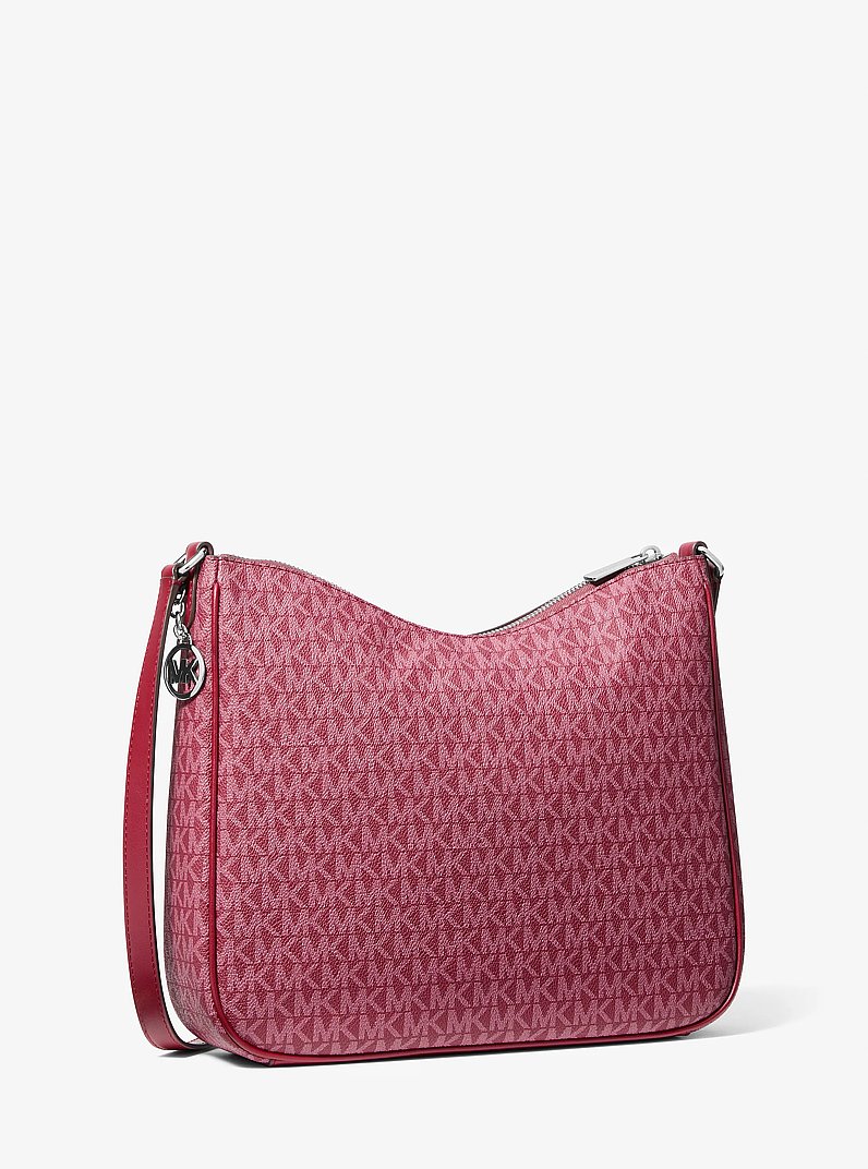 Nayla Medium Signature Logo Messenger Bag in BORDEAUX | Michael Kors
