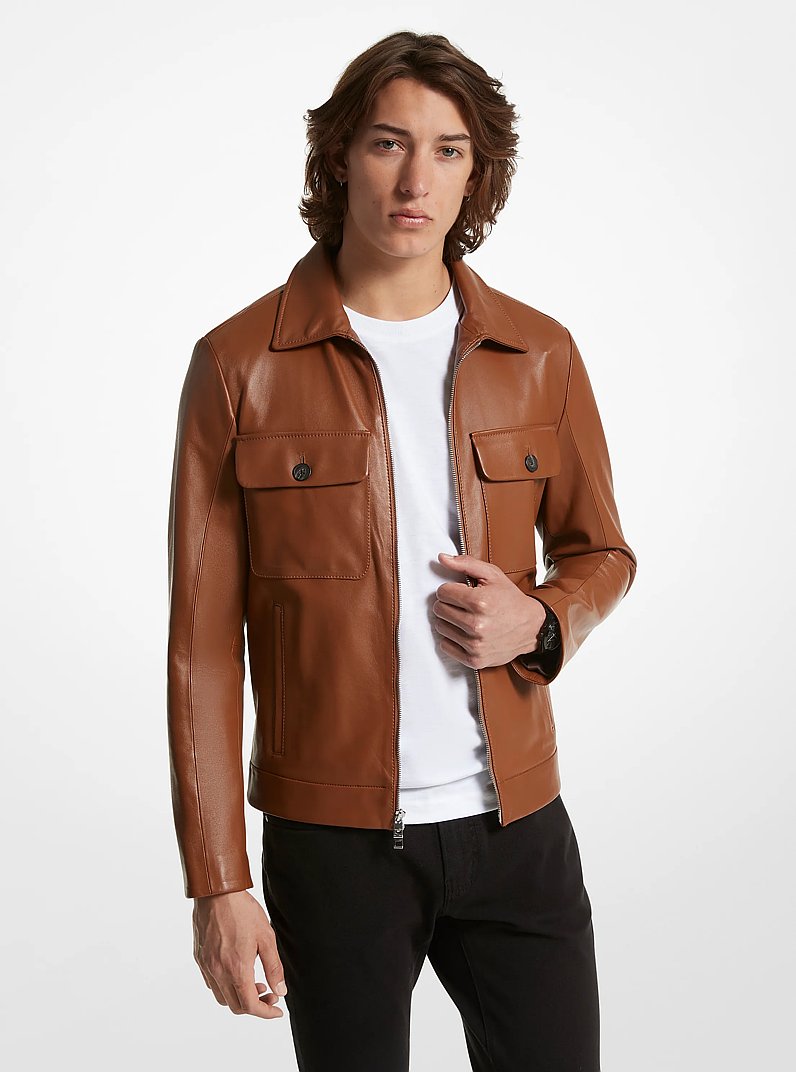 Giacca in pelle accoppiata in CUOIO | Michael Kors