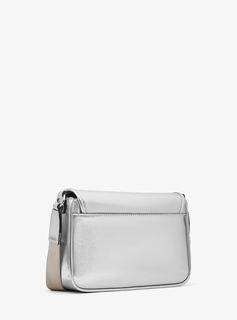Bradshaw Medium Metallic Messenger Bag in SILVER | Michael Kors