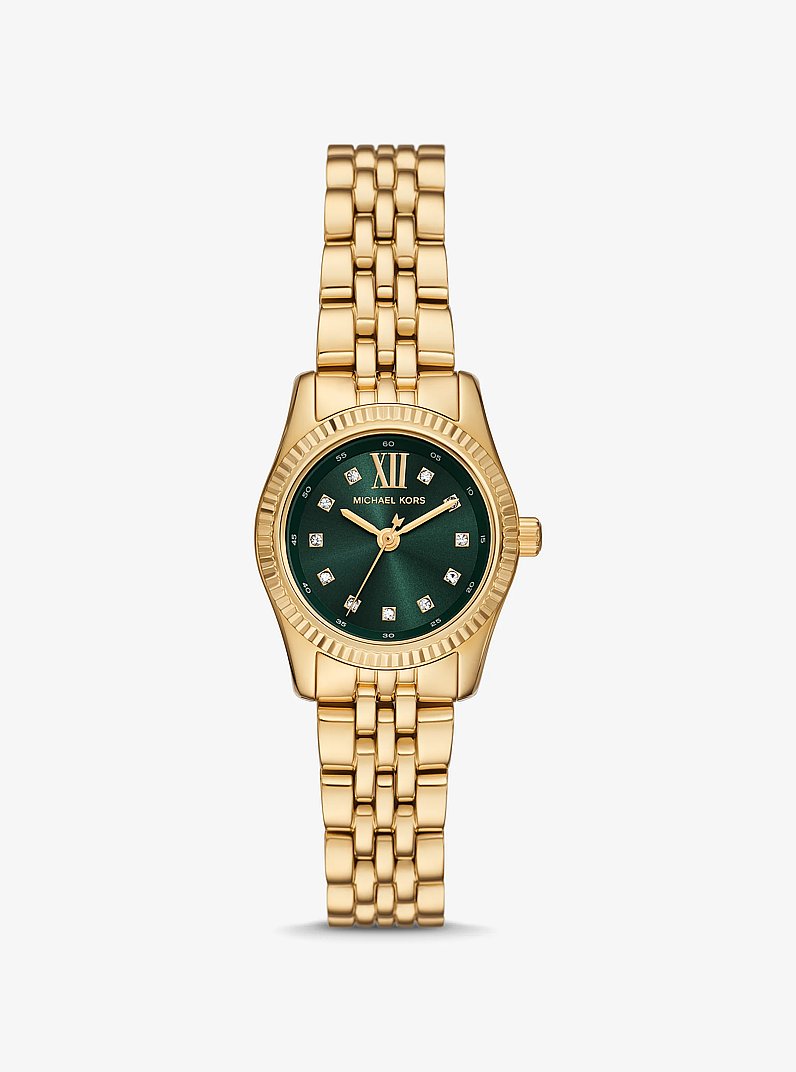 Petite Lexington Pav&eacute; Gold-Tone Watch in GOLD | Michael Kors