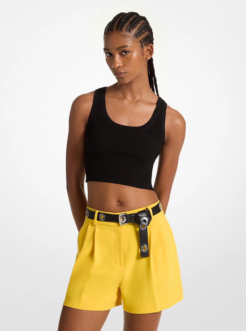 Pleated Crepe Shorts in BRIGHT DANDELION | Michael Kors