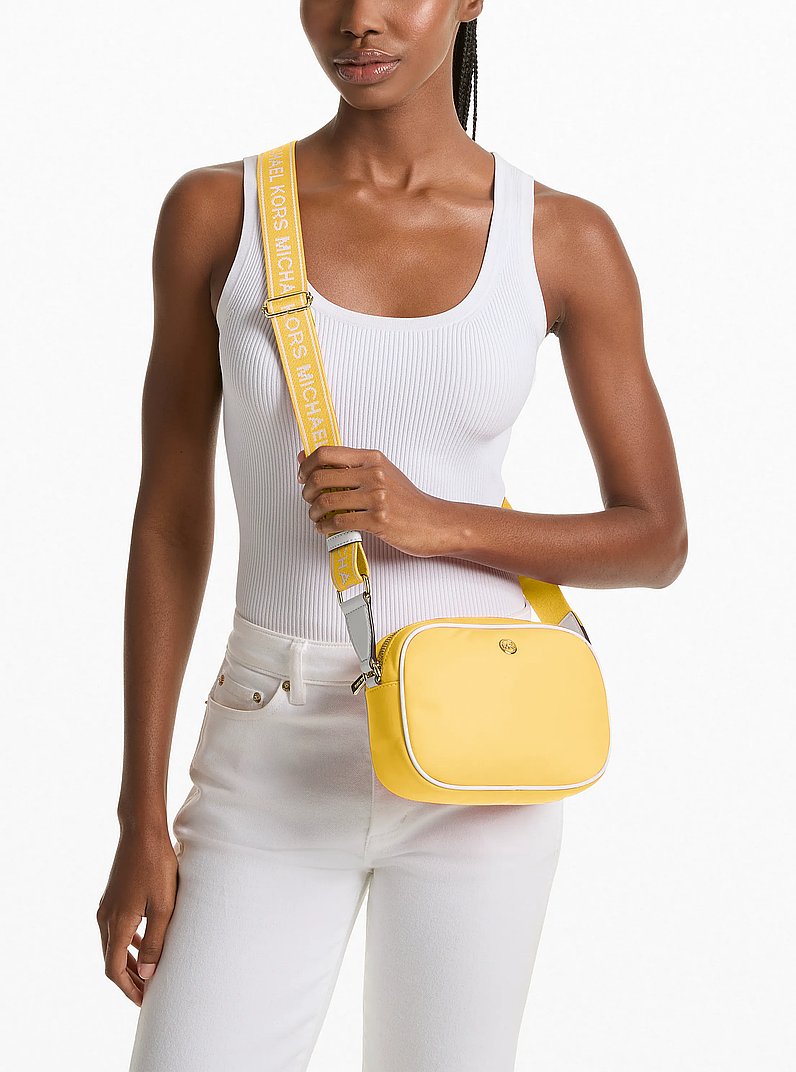 Jet Set Medium Nylon Camera Crossbody Bag in DAISY YELLOW | Michael Kors