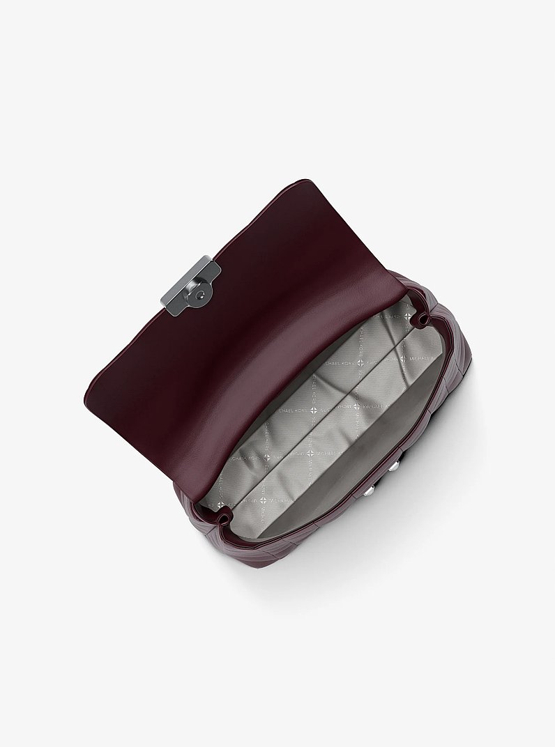 Geantă din piele Tribeca medie matlasată in ROȘU &Icirc;NCHIS, BORDO | Michael Kors
