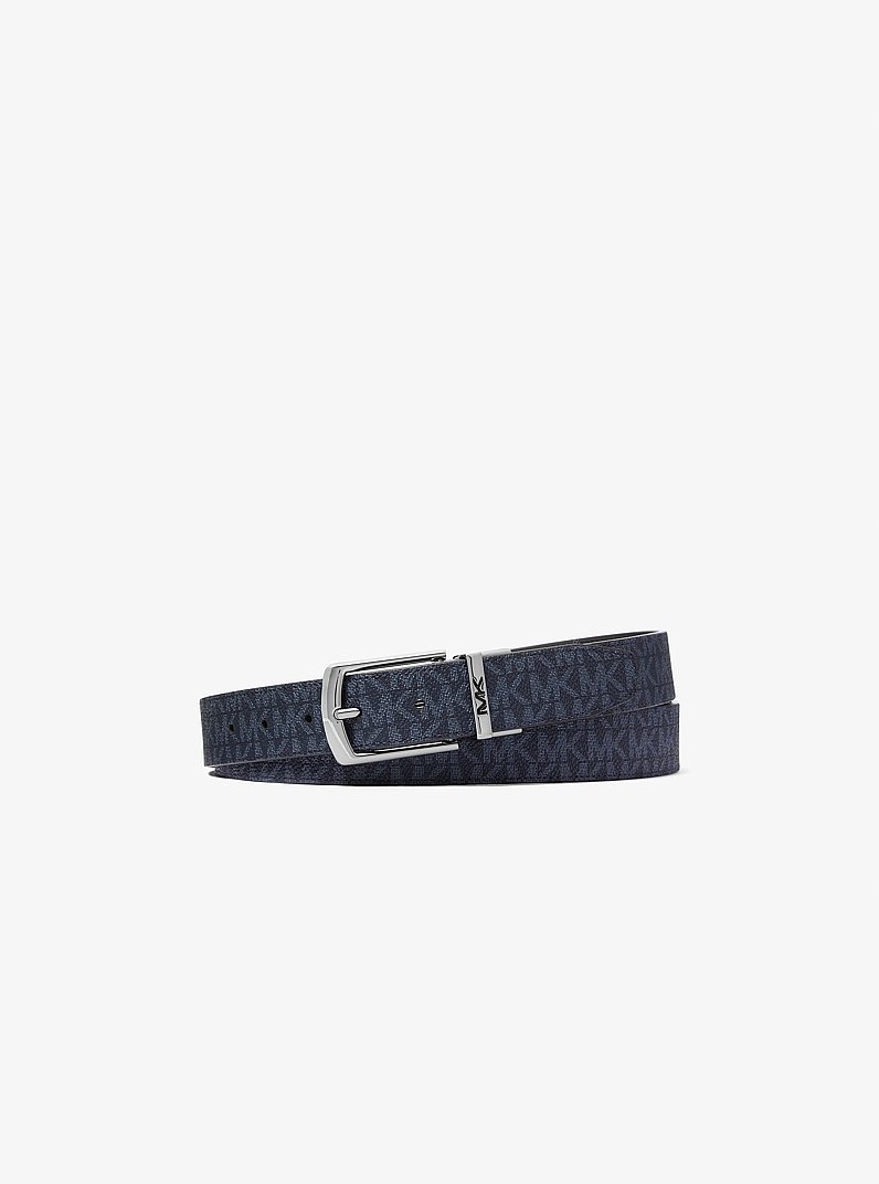 Reversible Signature Logo Belt in ADMRL/PLBLUE | Michael Kors