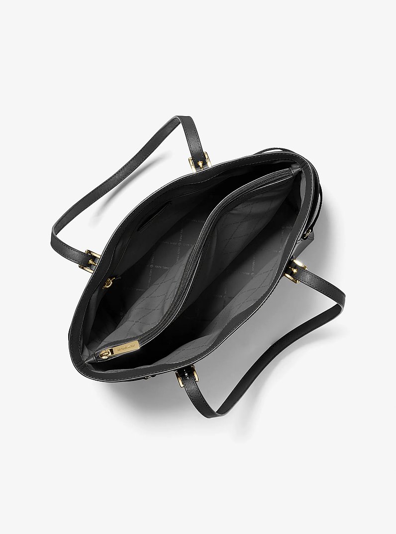Voyager Large Saffiano Leather Tote Bag in BLACK | Michael Kors