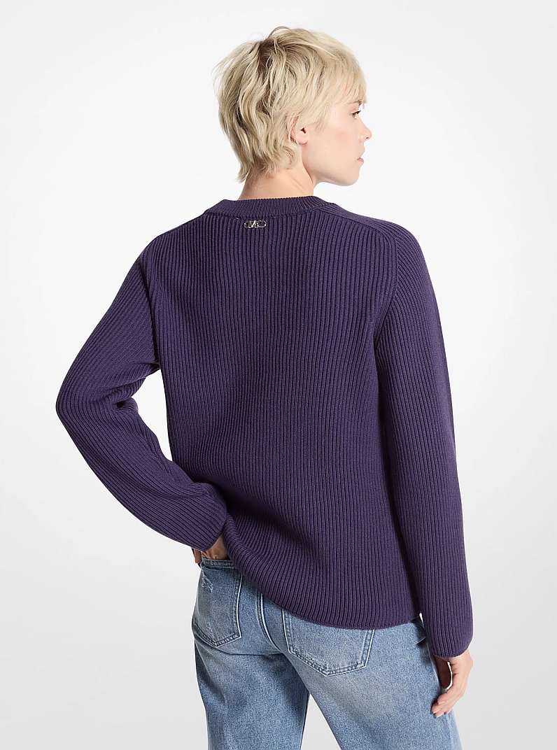 Chandail c&ocirc;tel&eacute; en laine m&eacute;rinos in DARK IRIS | Michael Kors
