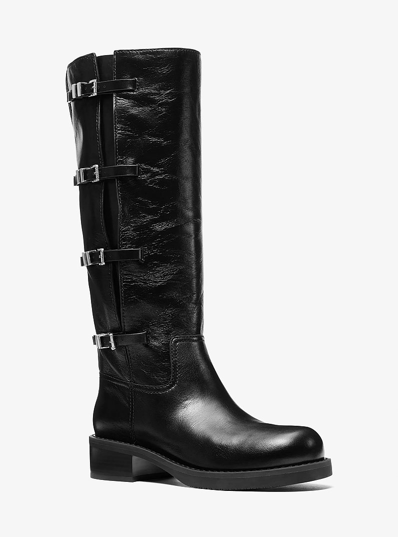 Darrington Crackled Leather Boot in BLACK | Michael Kors