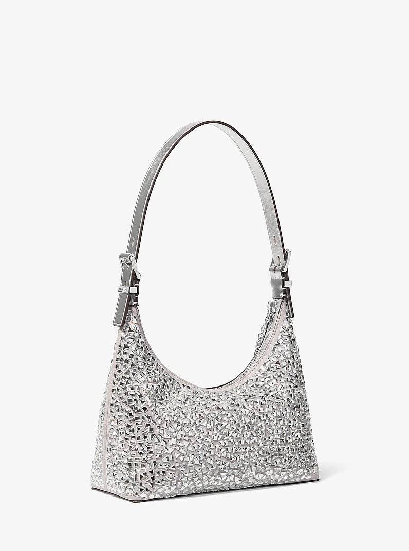 Nolita Small Embellished Pochette in NICKEL | Michael Kors