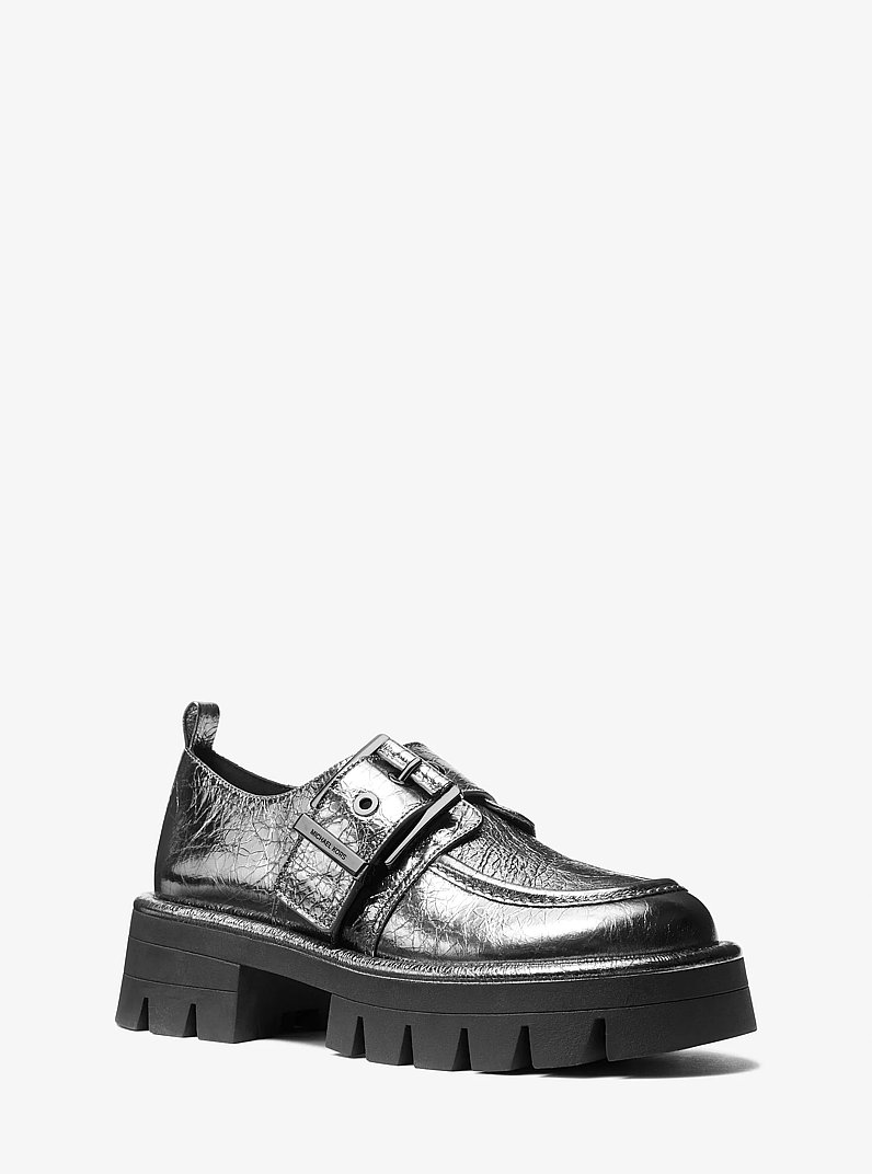 Colby Crackled Metallic Leather Loafer