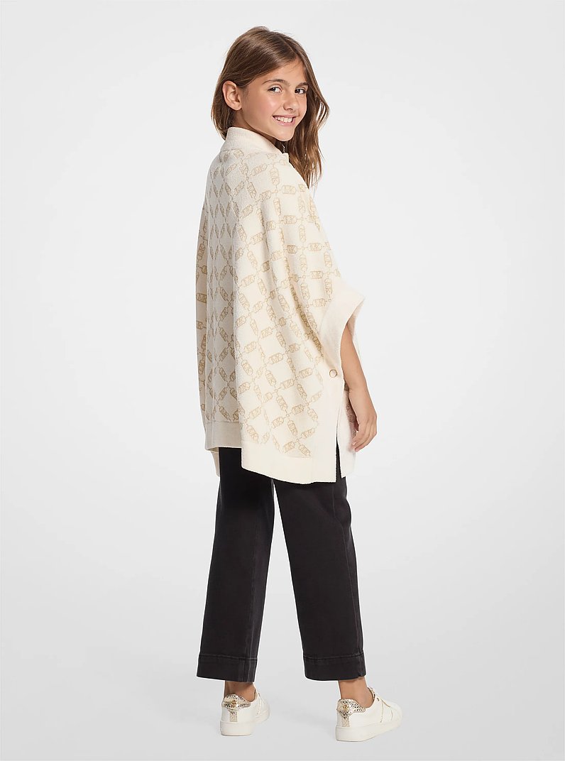 Empire Diamond Textured Knit Zip-Up Cape in CREAM | Michael Kors