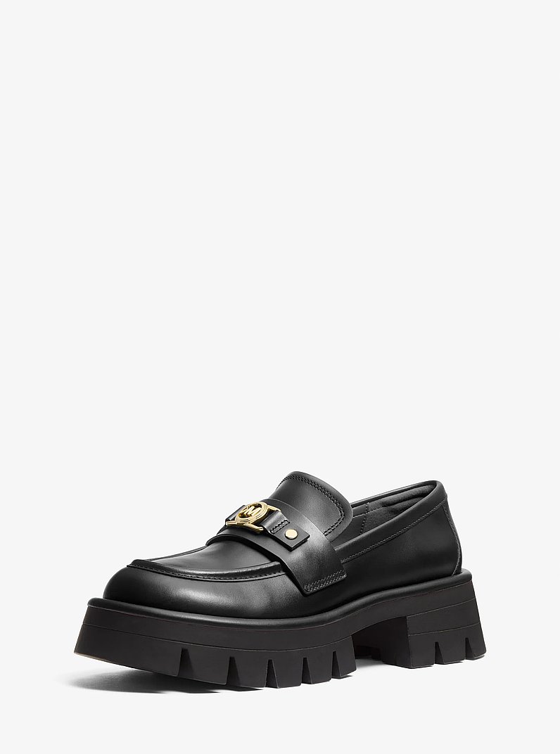 Mandy Leather Platform Loafer in BLACK | Michael Kors