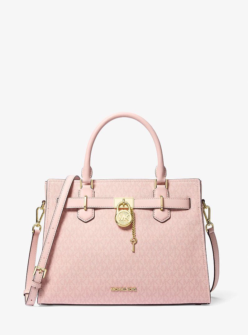 Hamilton Medium Signature Logo Satchel in POWDER BLUSH - Sale