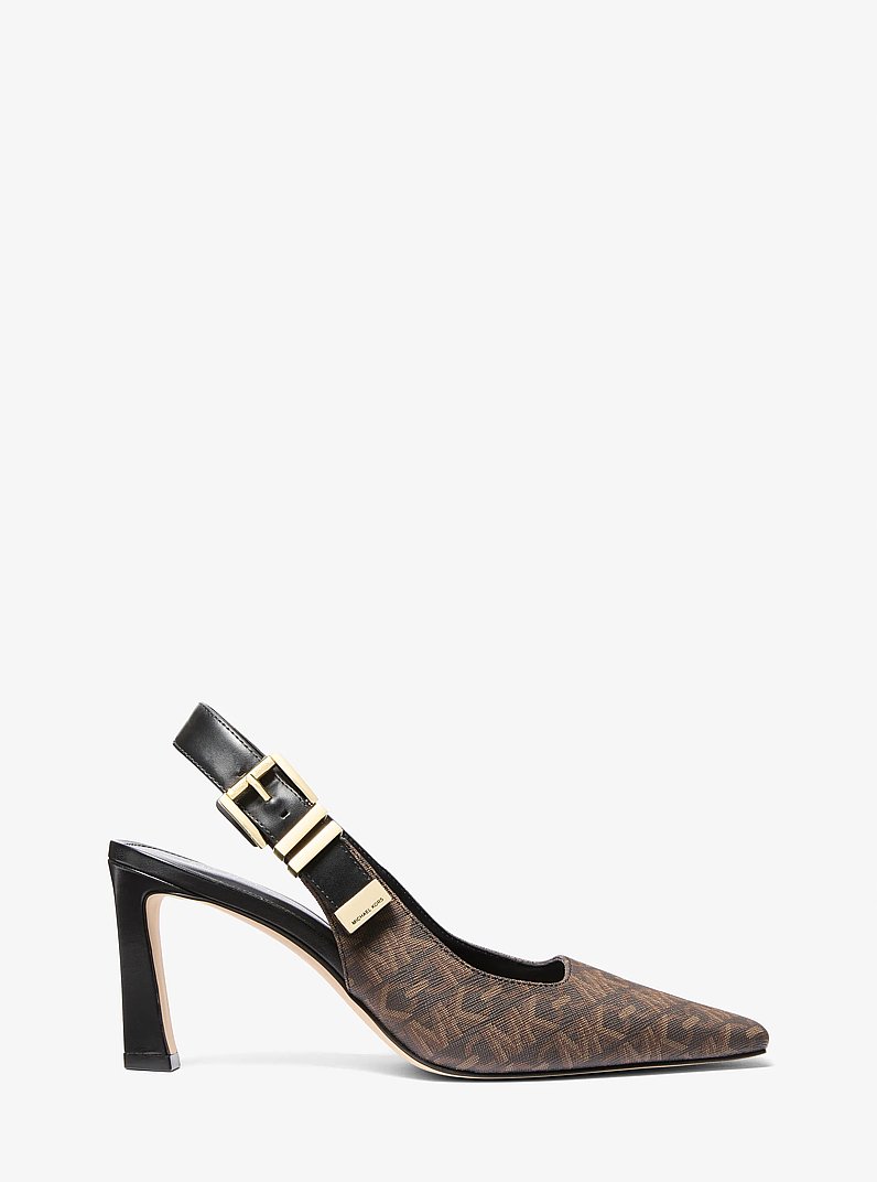 Zapato de sal&oacute;n Darrington con tal&oacute;n abierto y monograma Empire in MARR&Oacute;N/NEGRO | Michael Kors