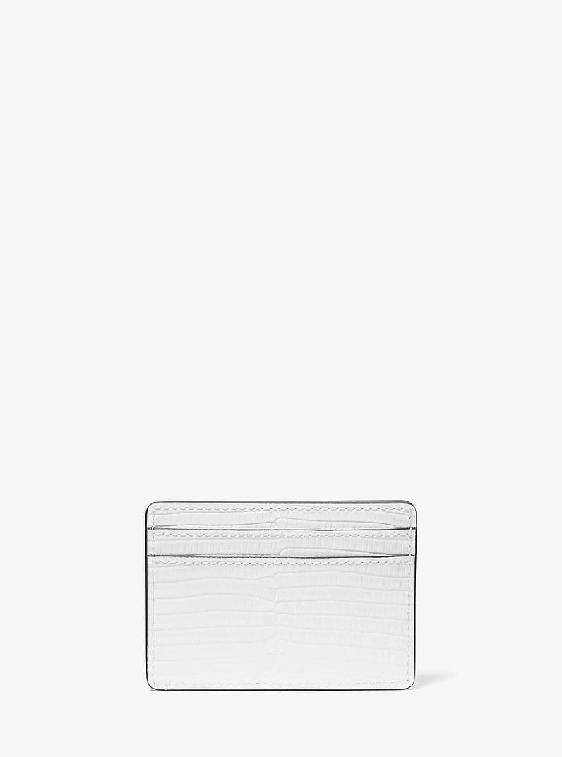 Jet Set Lizard Embossed Leather Card Case in OPTIC WHITE | Michael Kors