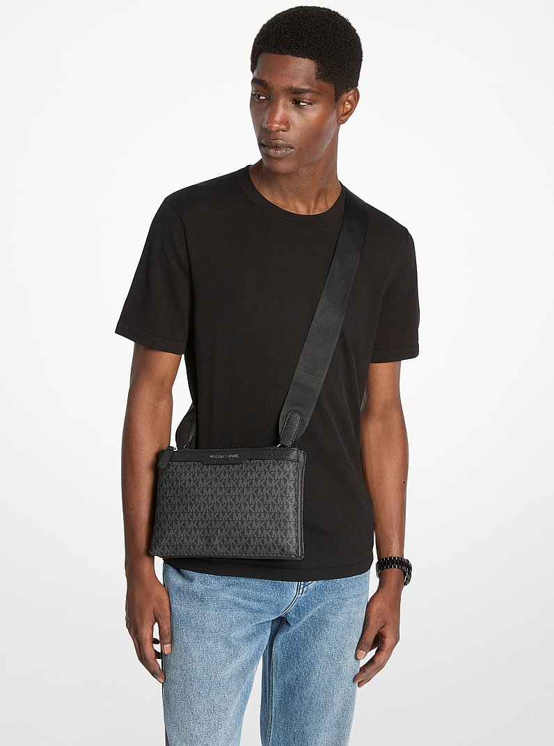 Hudson Signature Logo Crossbody Bag in BLACK | Michael Kors