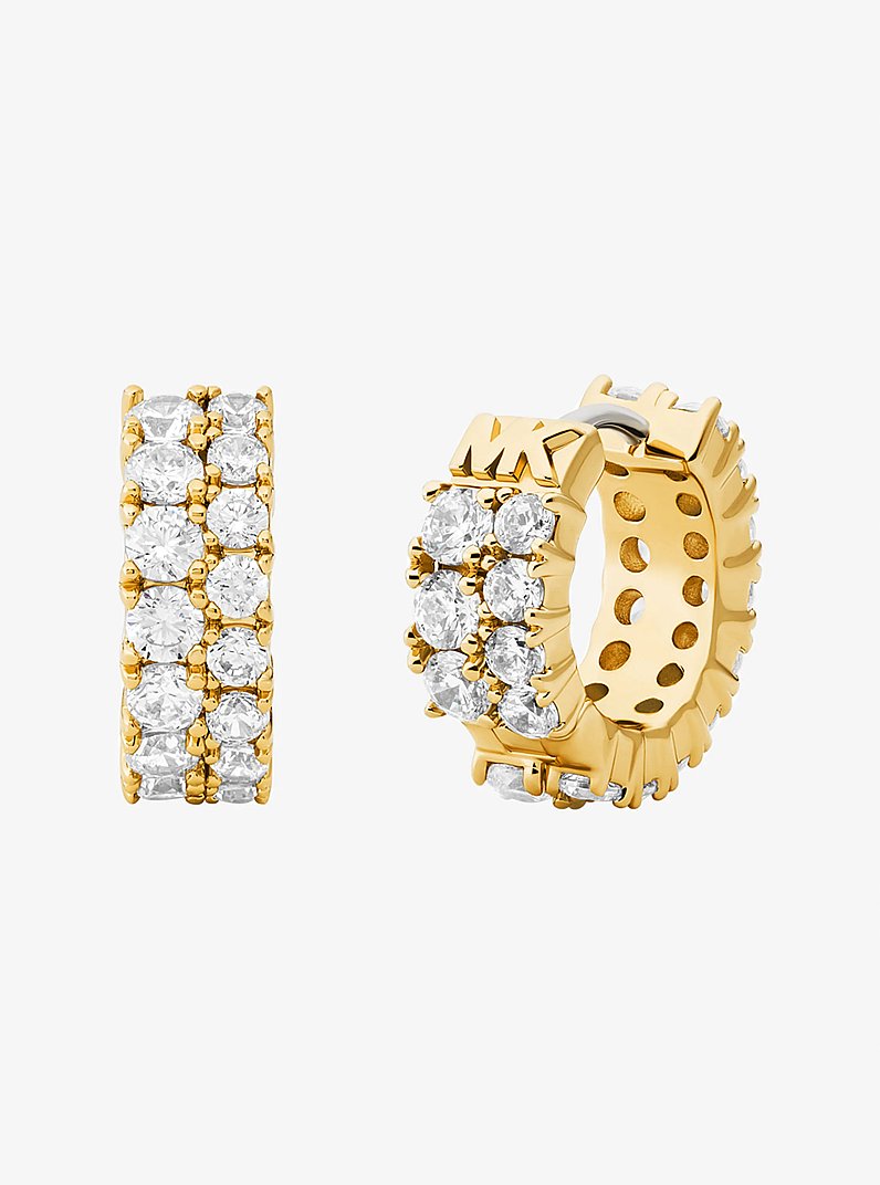Double Pav&eacute; Huggie Earrings in GOLD | Michael Kors