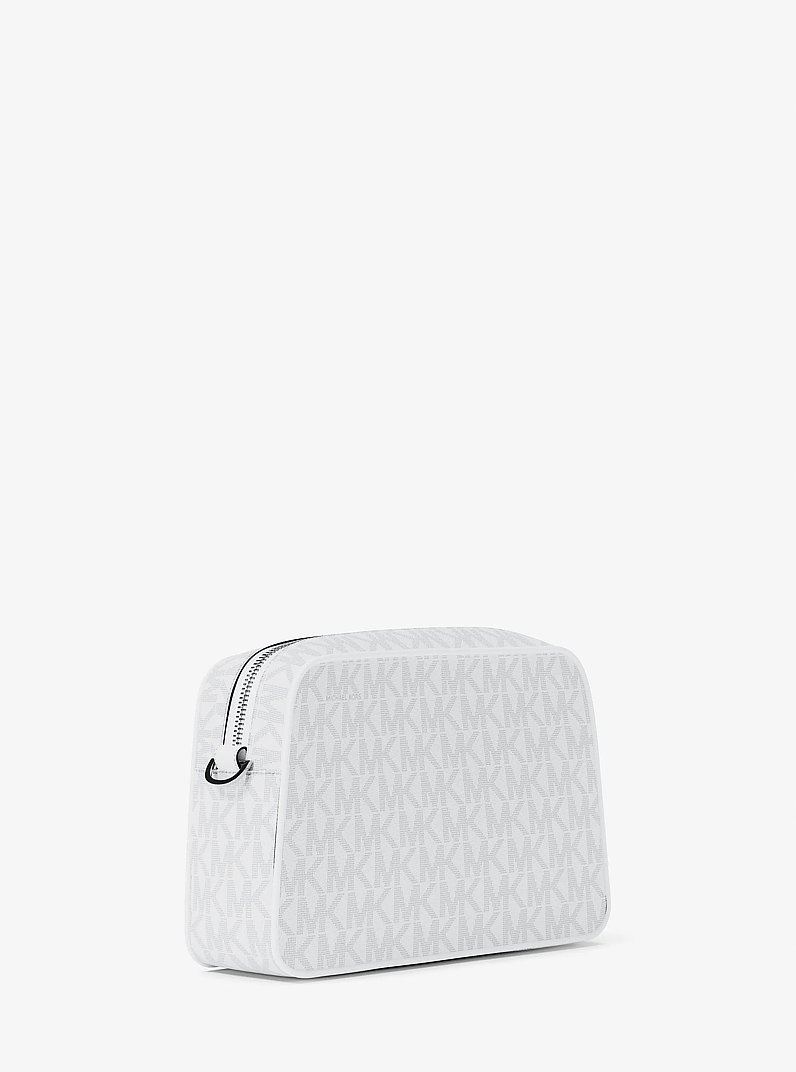 Camera bag a tracolla Jet Set piccola con logo in BIANCO OTTICO/ALLUMINIO | Michael Kors