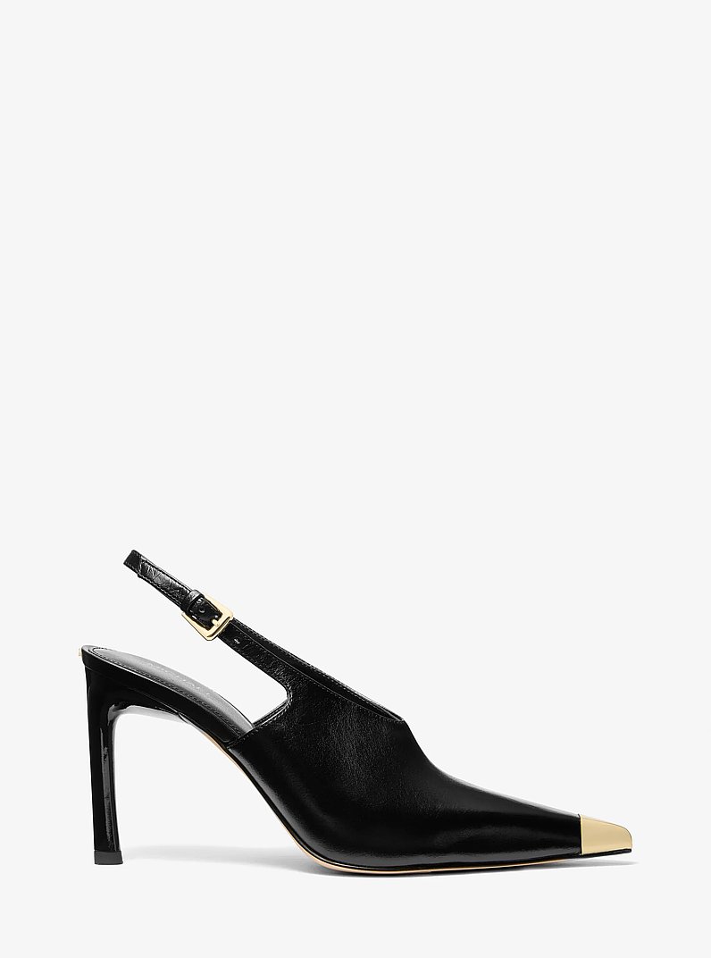 Kasia Leather Slingback Pump in BLACK | Michael Kors