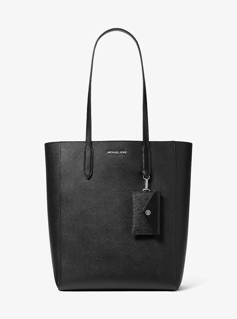 Vincent Large Saffiano Leather Tote Bag with Card Case in BLACK | Michael Kors
