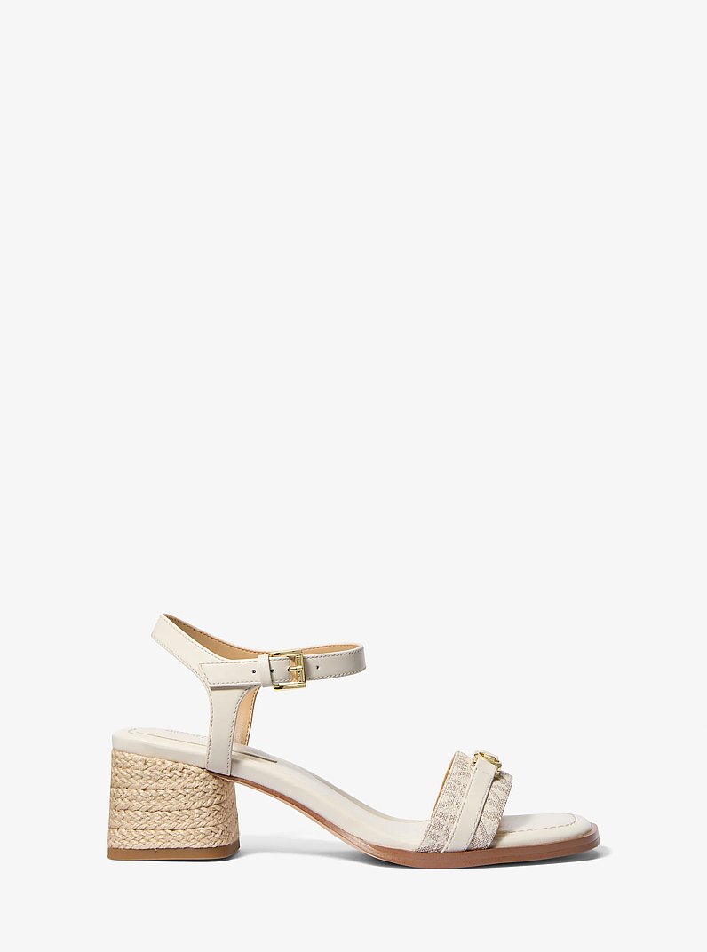 Mandy Signature Logo and Leather Sandal in VAN/CREAM | Michael Kors