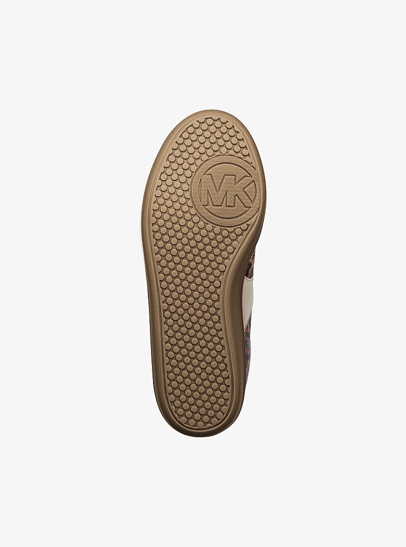 Benny Leopard Print Calf Hair Sneaker in DK CAMEL MLT | Michael Kors