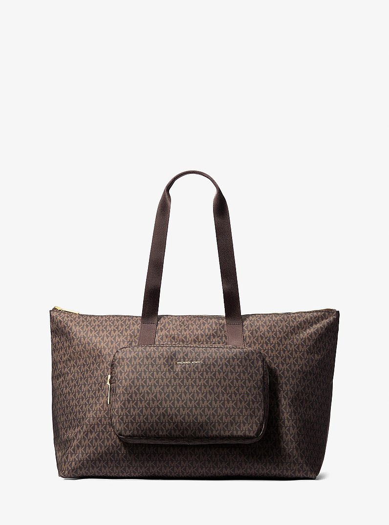 Tanner Large Logo Reversible Packable Tote Bag in BROWN | Michael Kors