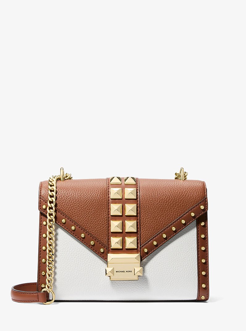 Whitney Medium Two-Tone Studded Convertible Crossbody Bag in LUGGAGE MULTI | Michael Kors
