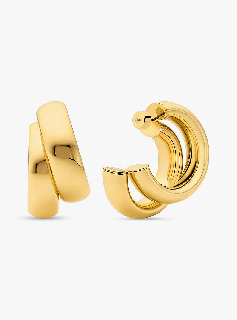 Gro&szlig;e Doppel-Creolen aus Messing mit Edelmetallbeschichtung