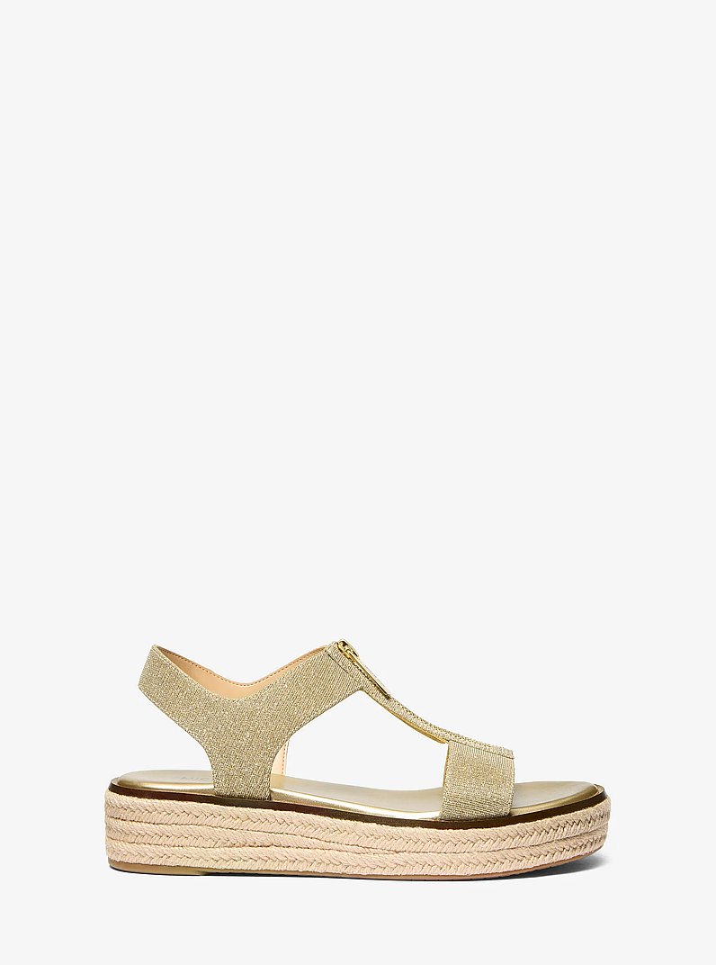 Berkley Glitter Chain Mesh Espadrille Sandal in PALE GOLD | Michael Kors